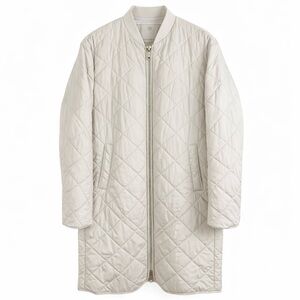 Massimo Dutti Longline Quilted Jacket Cream Sz S